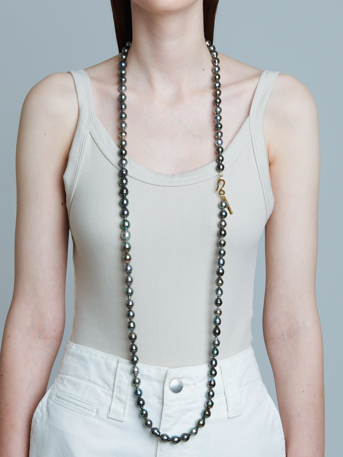 Tahitian black baroque pearl necklace 120cm 10 11mm